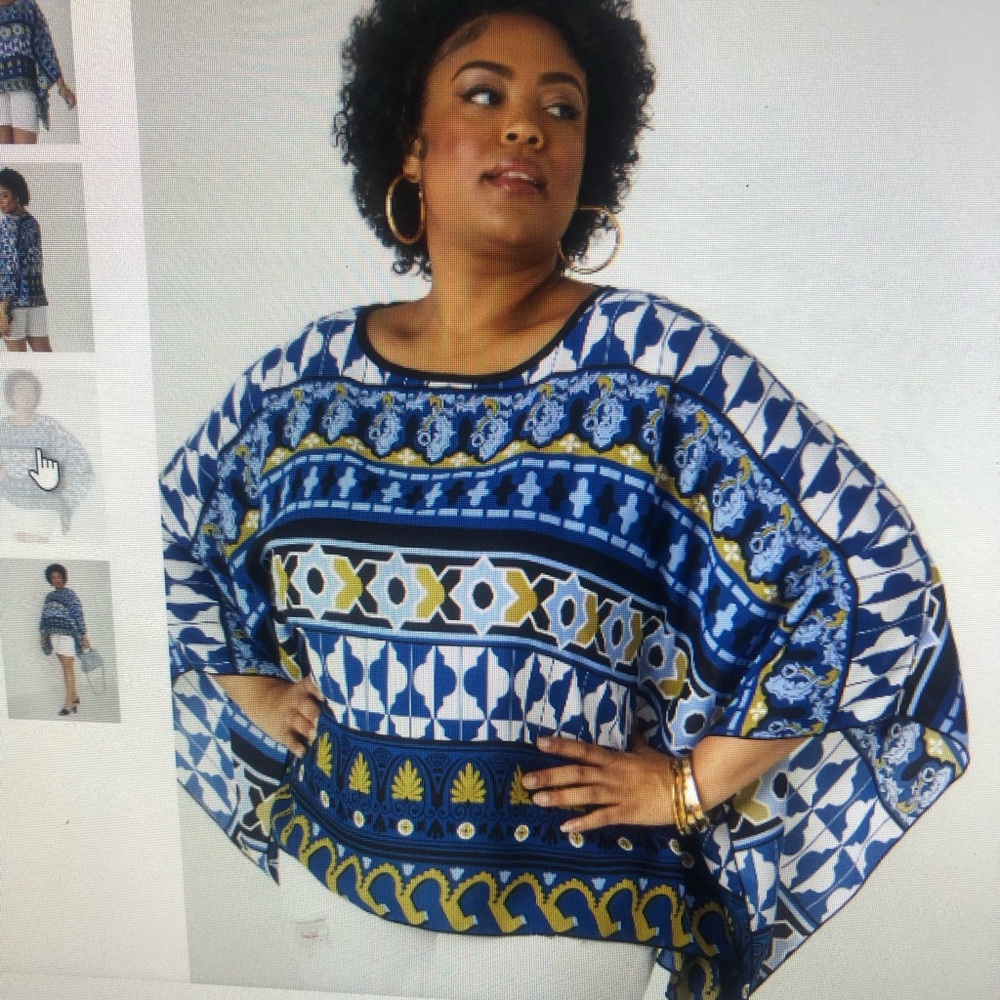 Blue and White Patterned Women's Top